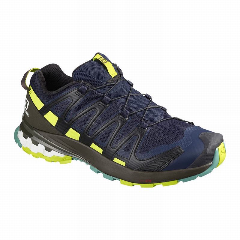 SALOMON UK XA PRO 3D V8 - Mens Trail Running Shoes Navy/Light Green,LAZK38271